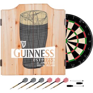 Guinness Line Art Pint Dartboard and Cabinet Set