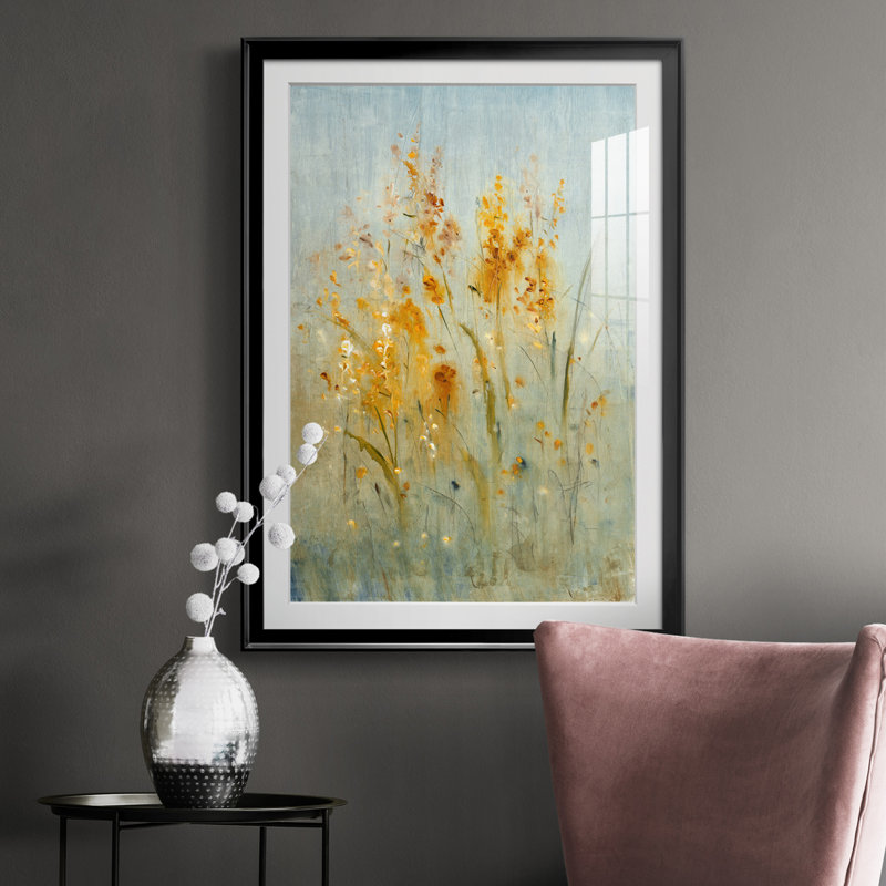 " Spray Of Wildflowers I ", 42.5" H x 30.5" W x 1" D, Black
