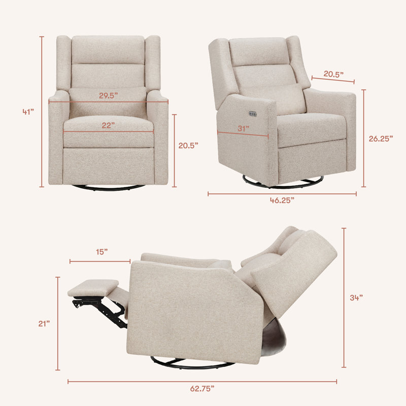 Kiwi Plus Power Recliner and Swivel Glider with Power Adjustable Headrest and USB Port, Beach Eco