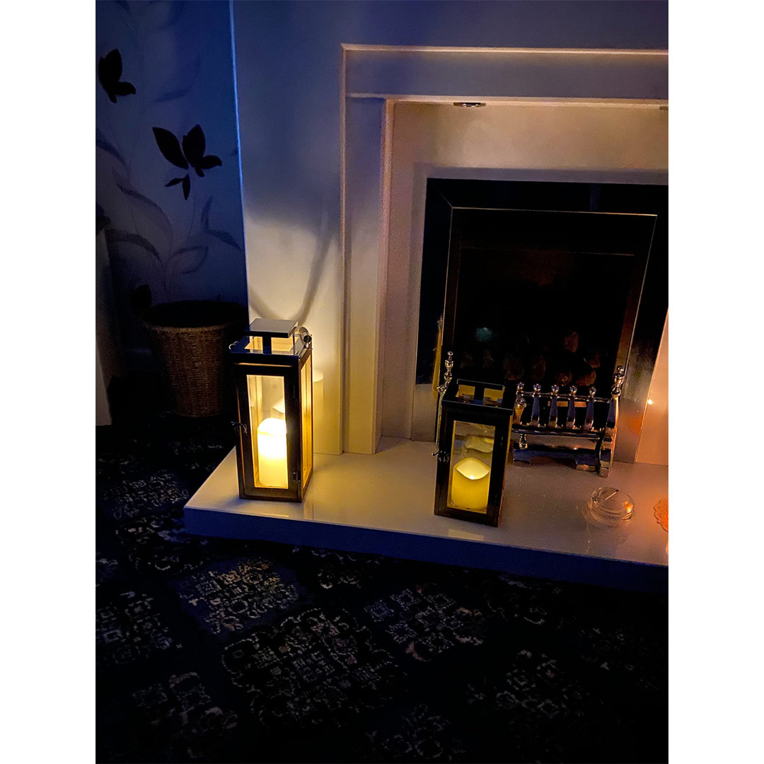 Key Brown 26Cm H Battery Powered Integrated LED Outdoor Lantern