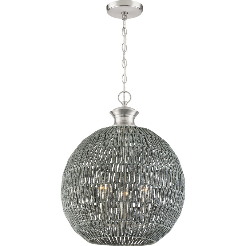 Lustre unique à 3 lumières sphériques, argent, Gris