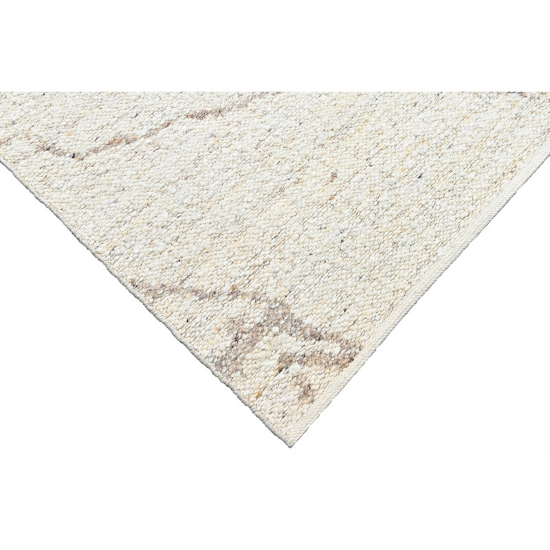 High-Quality Hand-Knotted White And Beige Area Rug, White/Beige, Rectangle 9' x 12'