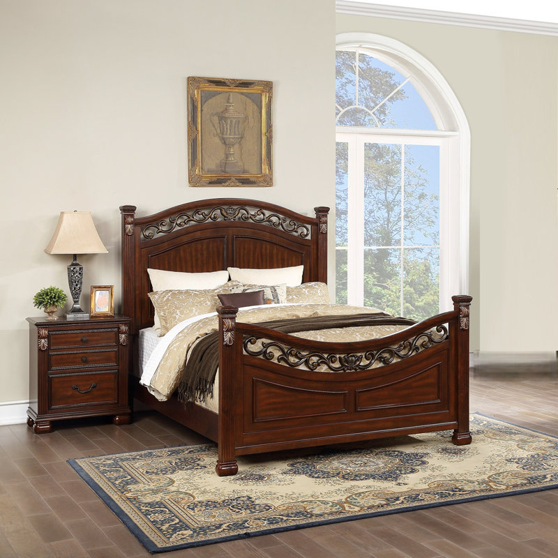 Ensemble de chambre à coucher de luxe avec grand lit et 2 tables de chevet 3 pièces, Grand lit