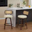 Set of Two Counter Height Bar Stools with Rattan and Cane Design, Upholstered Seats, Swivel Function, Ideal for Kitchens and Bars-129517056