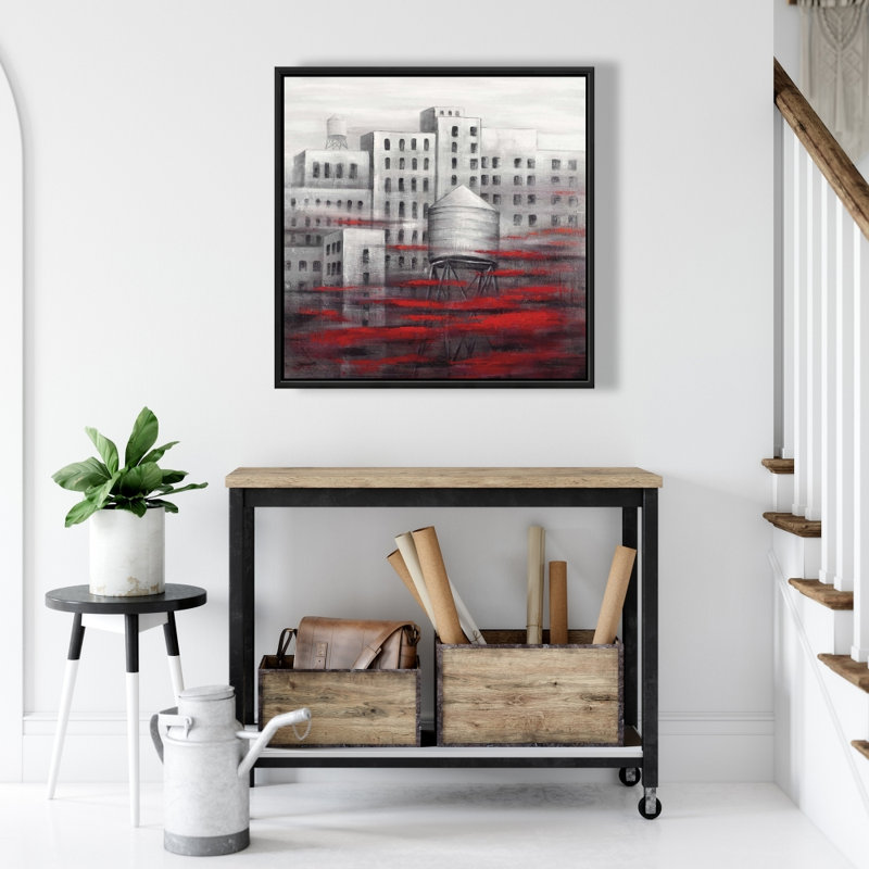 " Gray City With Red Clouds "