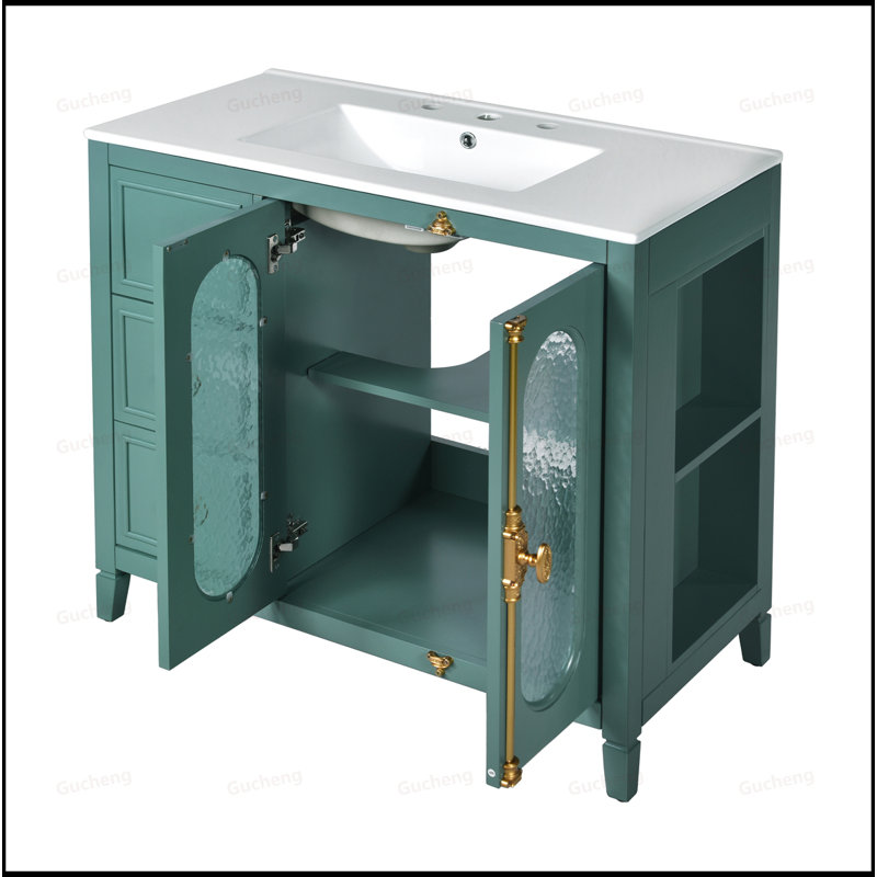 Meuble-lavabo à fermeture en douceur 36 po, Vert