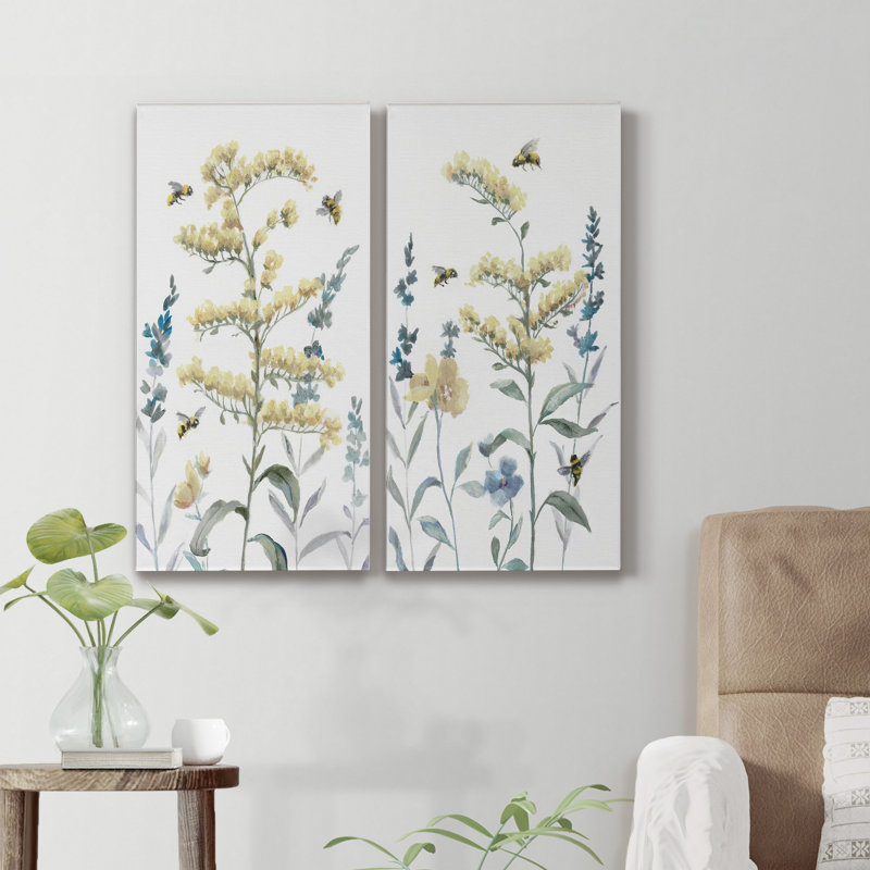 «Bumble Bee Garden I», ensemble de 2 toiles tendues, H 16 po x l 16 po x P 1 po