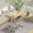 Folding Desk Small Rolling Desk With Storage Shelf,24.8 Inch Foldable Computer Desk With Wheels For Small Space,Easy Assembly,Oak