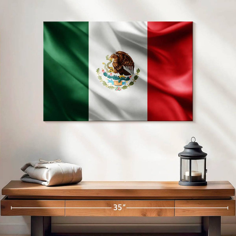 Borges Silk Mexican Flag, 16" H x 24" W