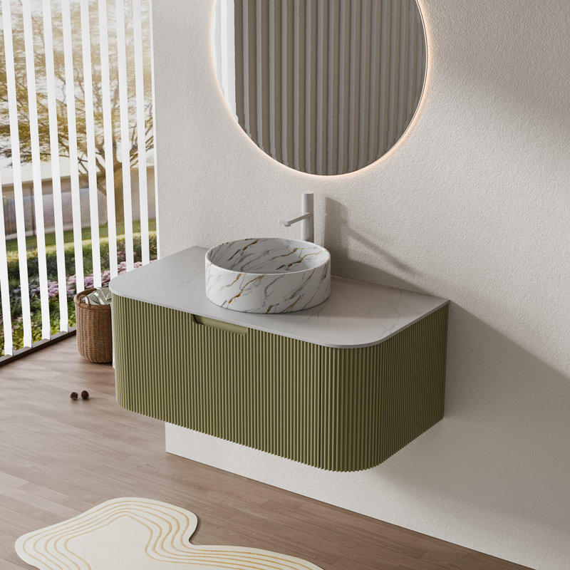 Ensemble de meuble-lavabo mural 24 po Echoe, Vert clair, 35.83"