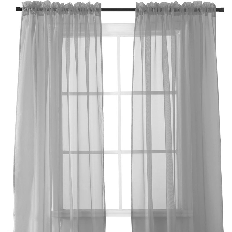 Yaelle Semi Sheer Curtain Pair, 40" W x 84" L, Silver