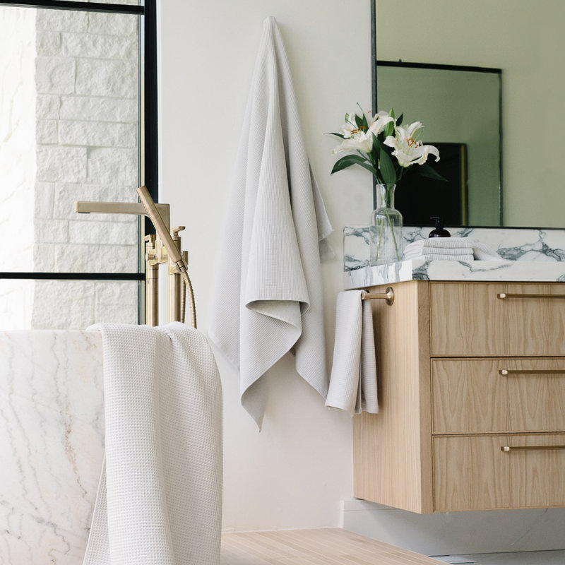 Waffle Bath Sheets, Gray