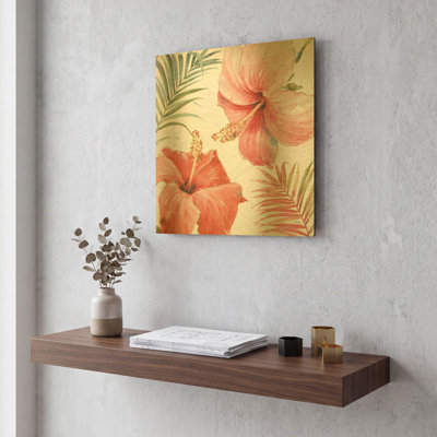 «Tropical Blush III» par Lisa Audit, art mural en métal doré, 12 po x 12 po