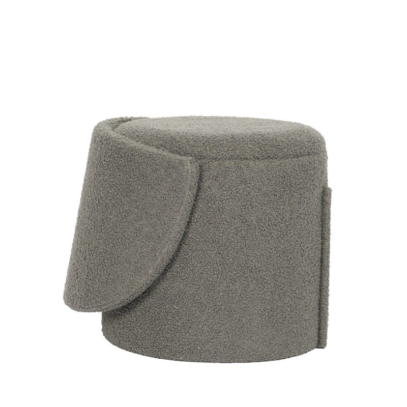3-in-1 Teddy Ottoman Stool with Hidden Storage, Foldable Upholstered Seat and Footrest for Bedroom, Living Room or Dressing Area
