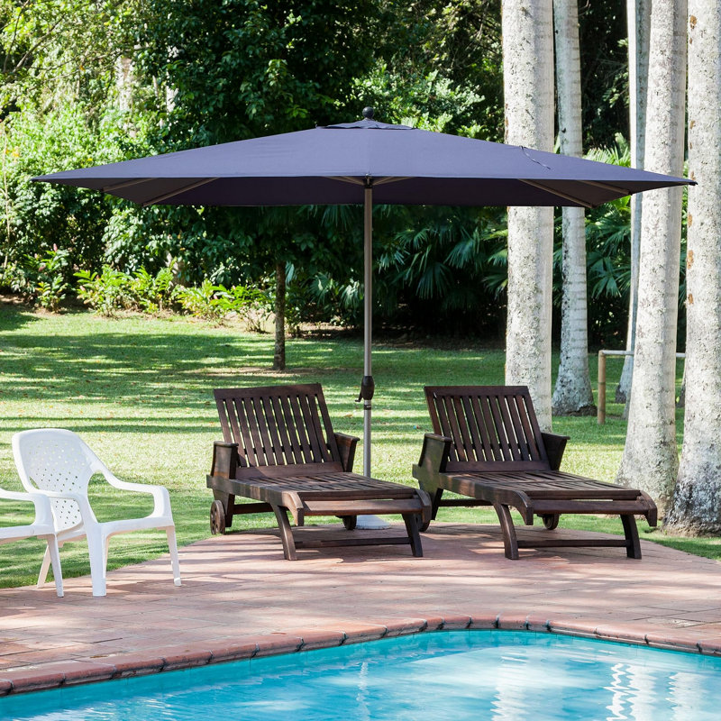 Parasol de patio rectangulaire à manivelle, bleu marine (base non incluse), Marine