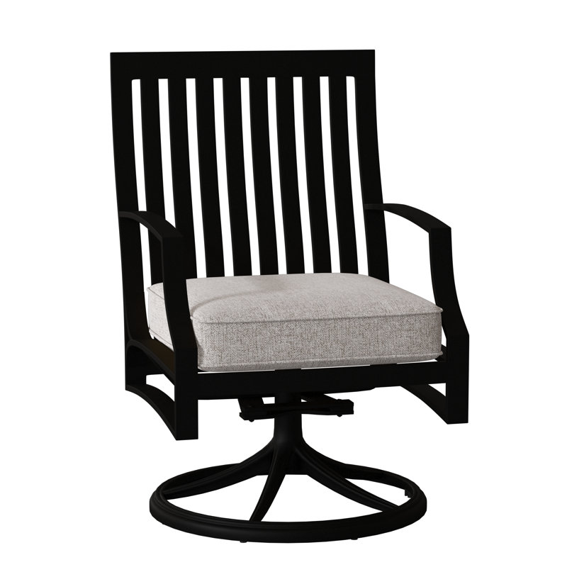 Seal Cove Outdoor Dining Armchair, Poet Birch Sunbrella®, Textured Black
