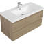 Meuble-lavabo flottant avec lavabo, meuble-lavabo mural moderne avec lavabo en résine et tiroirs à fermeture en douceur