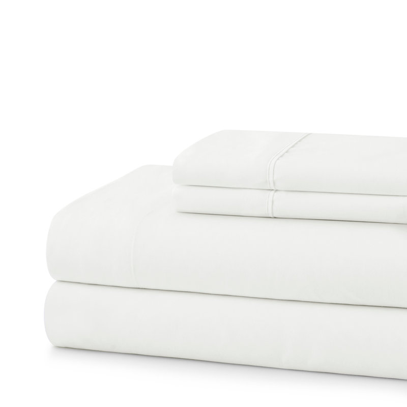 King Gray Cotton Percale 4-Piece Sheet Set
