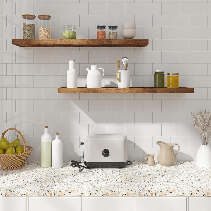 Derrance Floating Shelf, 3.8cm H x 110cm W x 22.9cm D, Woodlook+Retro Style