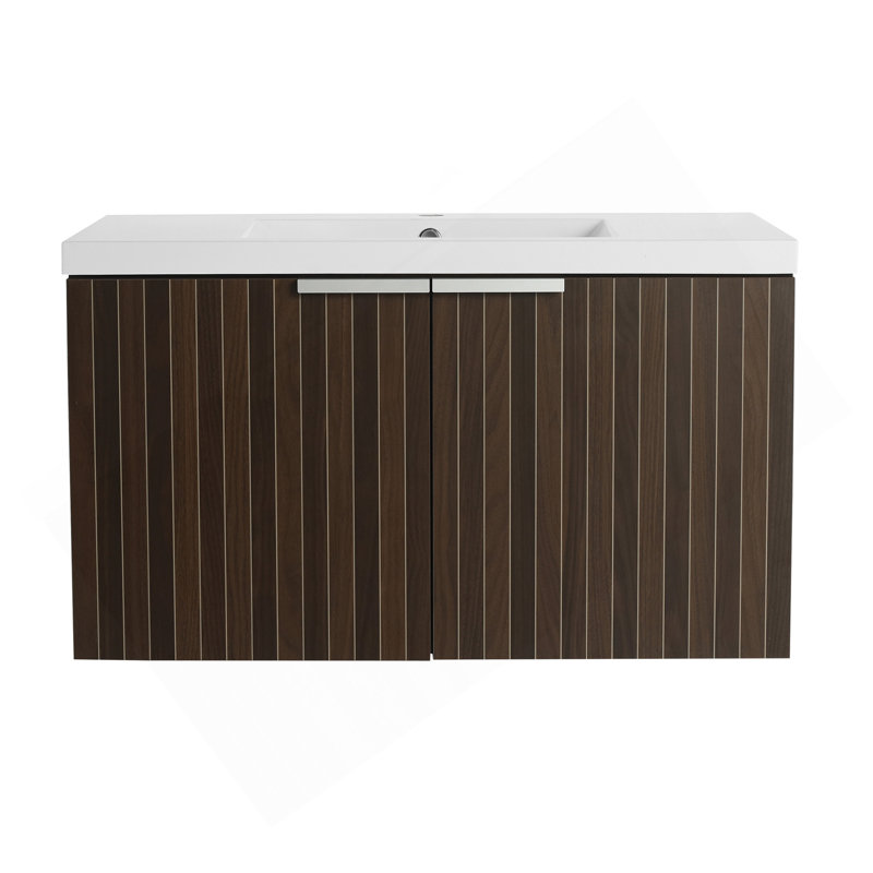 Armoire de salle de bain 36 po avec lavabo en résine, portes à fermeture douce, conception à fixation flottante, 36"