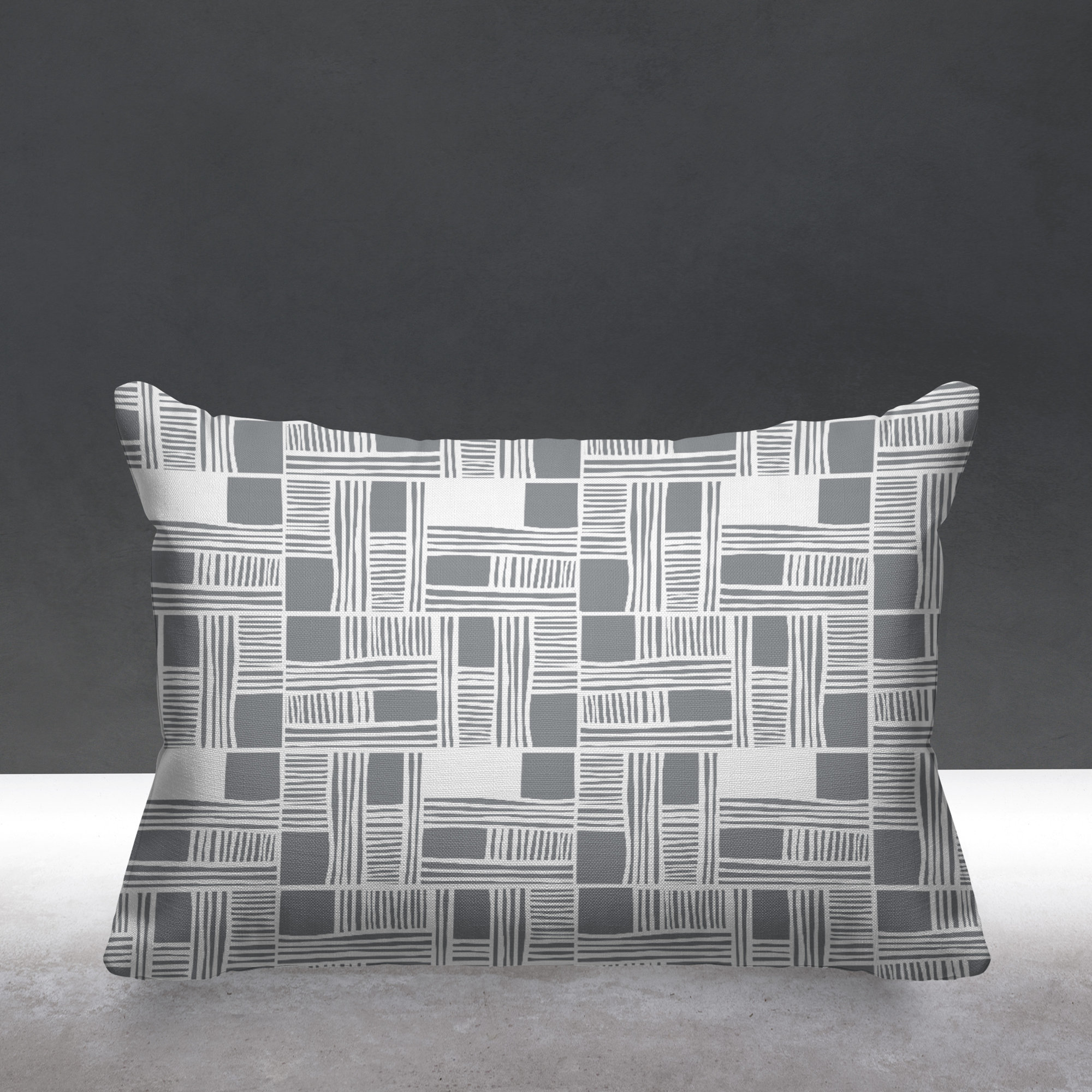 Kapri Indoor/Outdoor Throw Pillow, Gray, 14" x 20", Rectangle