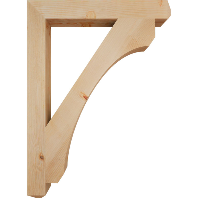 H Support en bois / corbeau, H 44 po x l 3,5 po x P 32 po, Douglas (lisse)