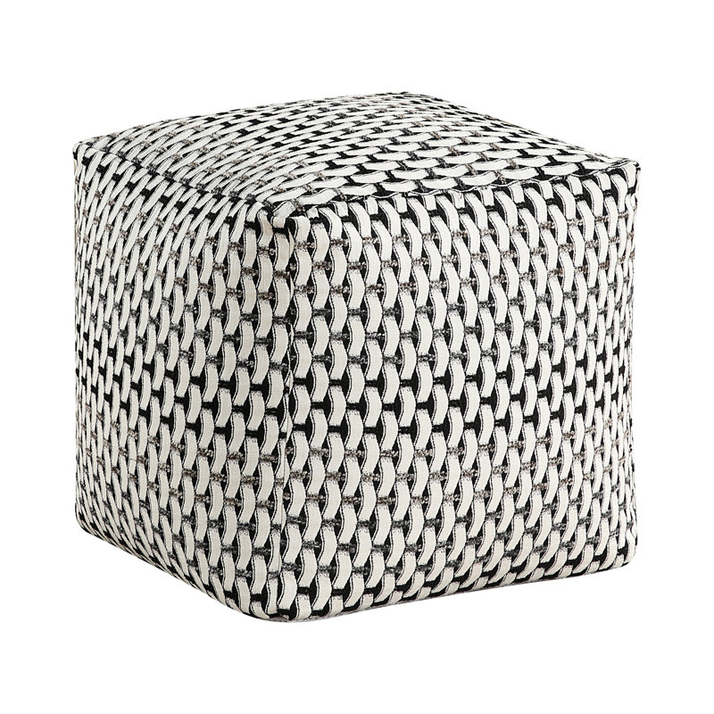 Modern Fabric Square Pouf , Non-Slip Floor, 300Lbs Weight Capacity, Multi, 16" Cube Covered Non-Slip, Multi-Color, 16"X16"X16