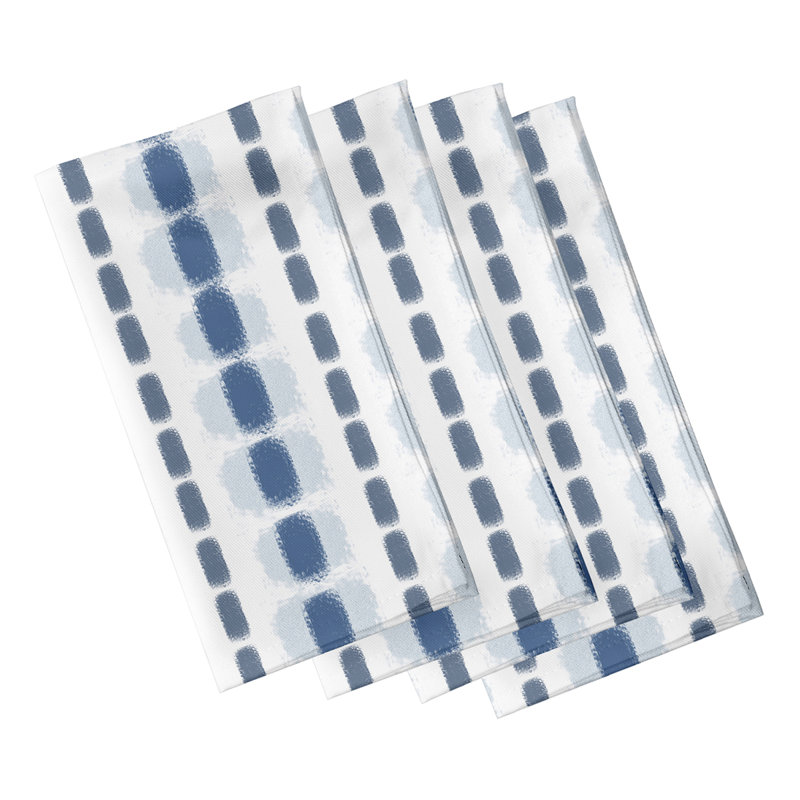 Normandie Polyester Striped Square Napkin, Blue