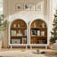 Petite bibliothèque arquée avec 2 armoires de rangement en bois à 3 niveaux pour l'organisation de la maison