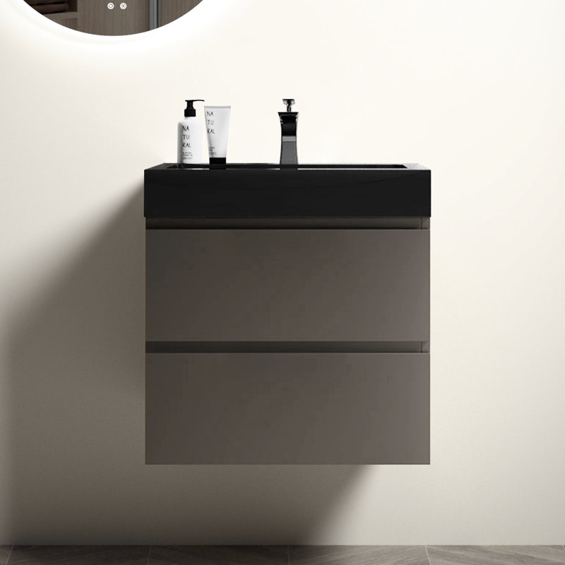 Meuble-lavabo de 24 po avec lavabo - tendance et fonctionnel, grand rangement, mouvement silencieux, grand volume de rangement biseauté,