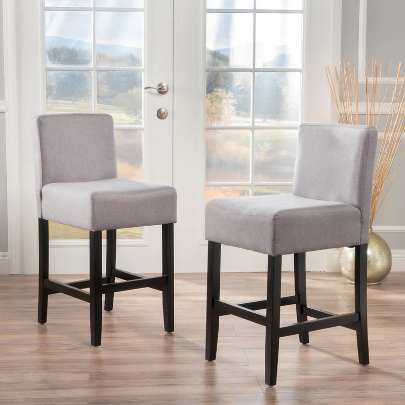 2 tabourets de comptoir Kd, gris, l 17,75 po x P 23,20 po x H 37,73 po, pieds en bois massif, tissu 100%, gris Classy Choice (2) - l 17,75 po x P 23,2 po, tissu élégant pour tous les souhaits