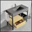 Meuble-lavabo modulaire de 36 po de style industriel avec structure en métal et lavabo en pierre artificielle facile à nettoyer, sans drainage ni robinet, KD