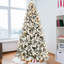 Arbre de Noël 7,5 pi floqué avec 400 lumières DEL colorées avec boule G45, arbre réaliste articulé en PE + PVC + aiguille dure avec fil mémoire, 10 modes d'éclairage, interrupteur au pied et support en métal stable-561401009