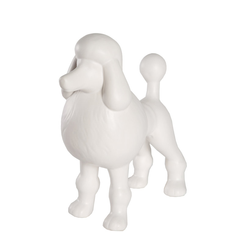 Figurine Rideau, Blanc mat, H 10 po x l 8,74 po x P 4,13 po, Caniche