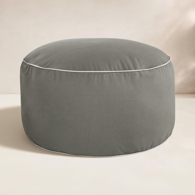 Repose-pieds extérieur rembourré Demi avec coussin Sunbrella®, Toile gris anthracite / toile naturelle