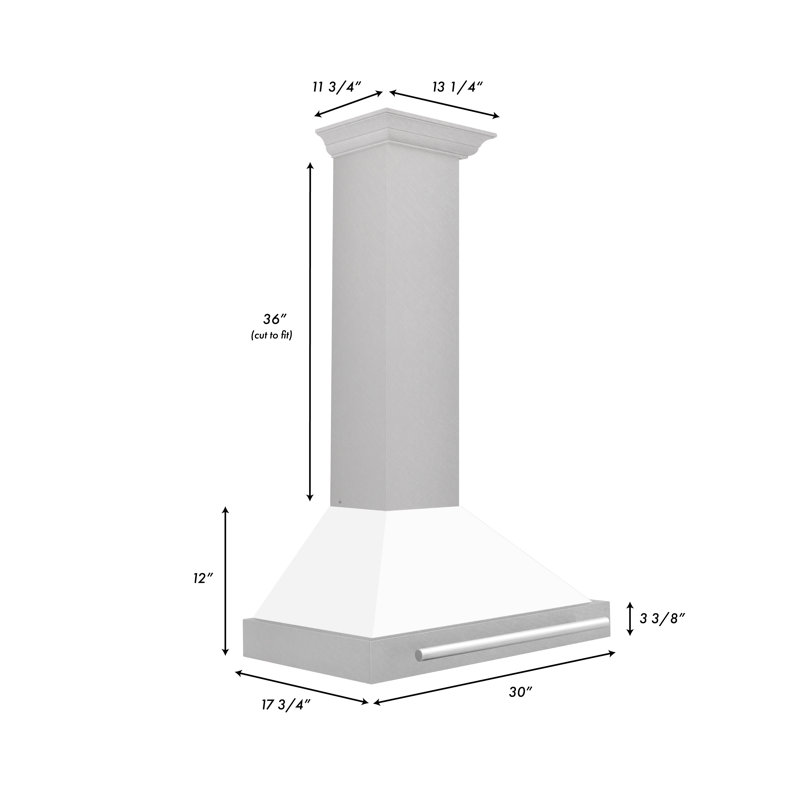 ZLINE 30" Fingerprint Resistant Stainless Steel Range Hood with Stainless Steel Handle, White Matte
