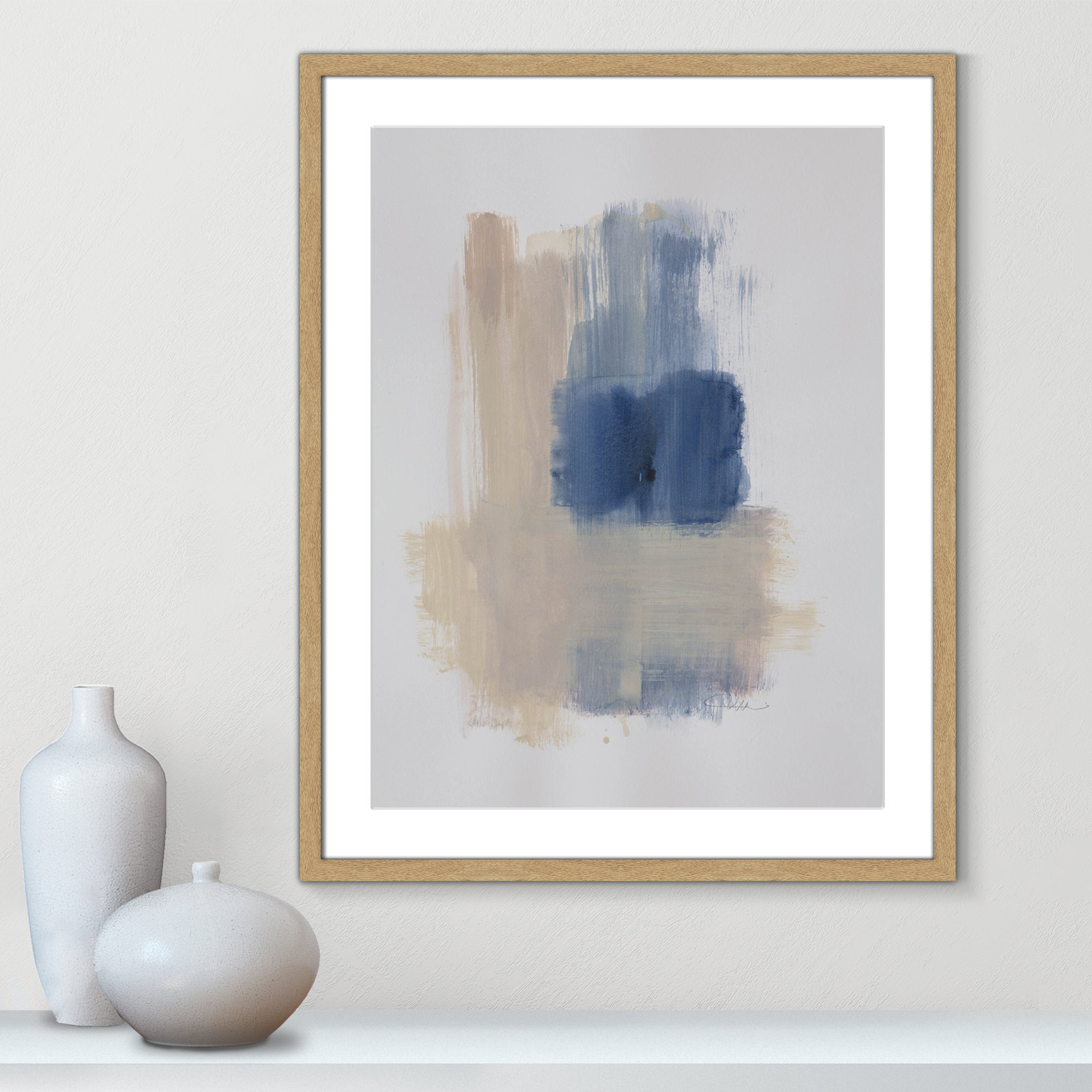 Macathurn "Powder Room Wash III" Print, 29.5" H x 23.5" W x 1.25" D, Natural Woodgrain Picture Framed