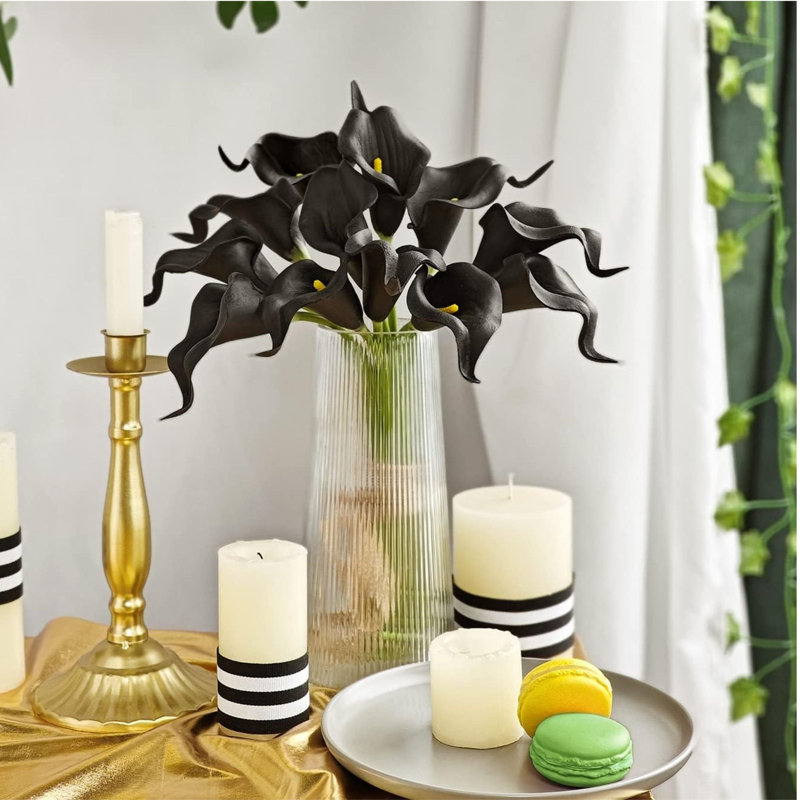 12Pcs Black Artificial Calla Lily Flowers