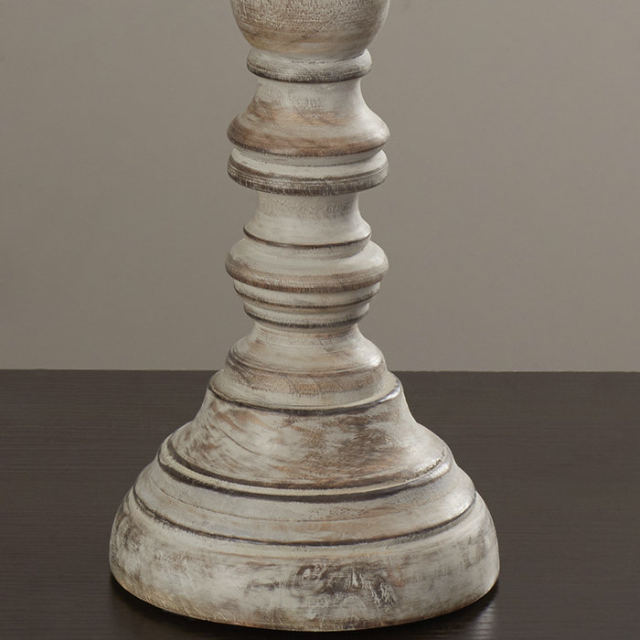 3 Piece Wood Tabletop Candlestick Set