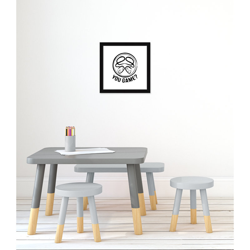 Décoration murale pour enfants avec emblème de jeu, H 18 po x l 18 po x P 0,63 po, Cadre noir