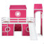 Lit mezzanine double avec tente et tour rose Slide