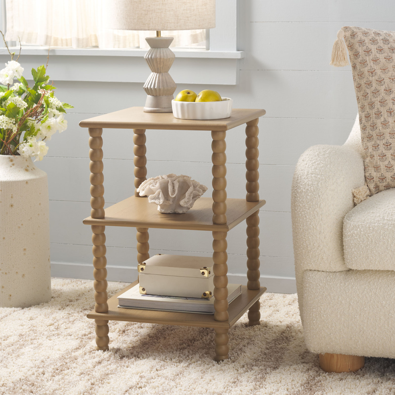 Netta 3 Shelf Accent Table, Desert Brown