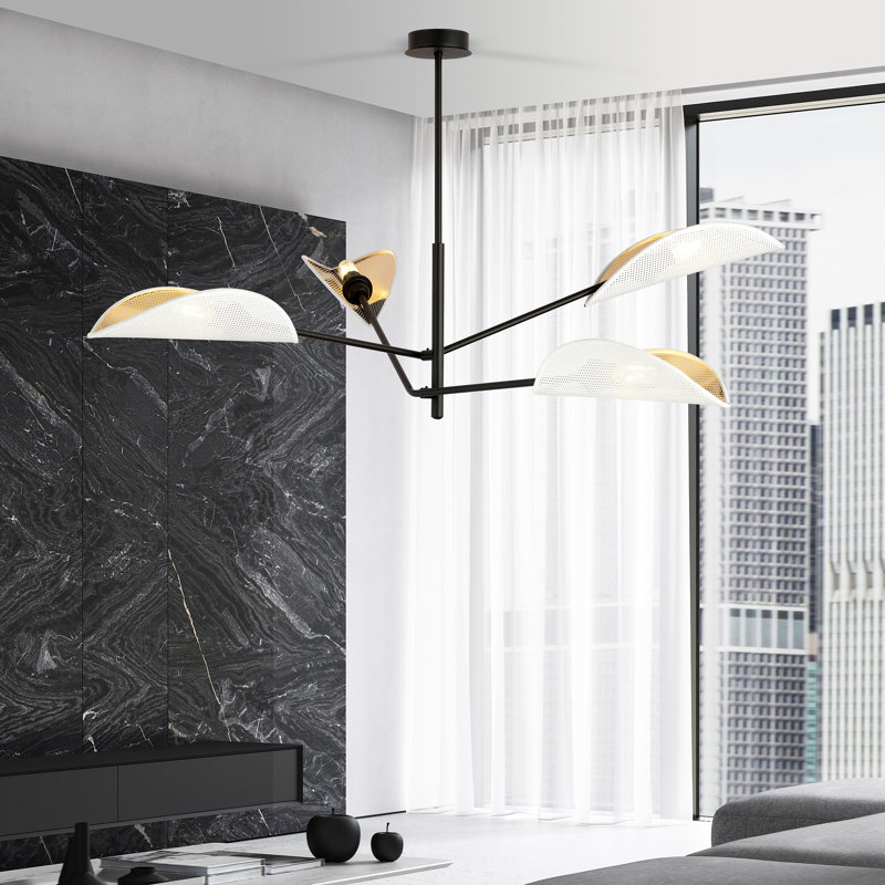 4 - Light Chandelier, White/Gold
