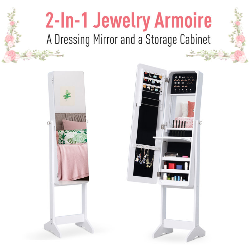 Armoire à bijoux sur pied avec miroir Oppelo