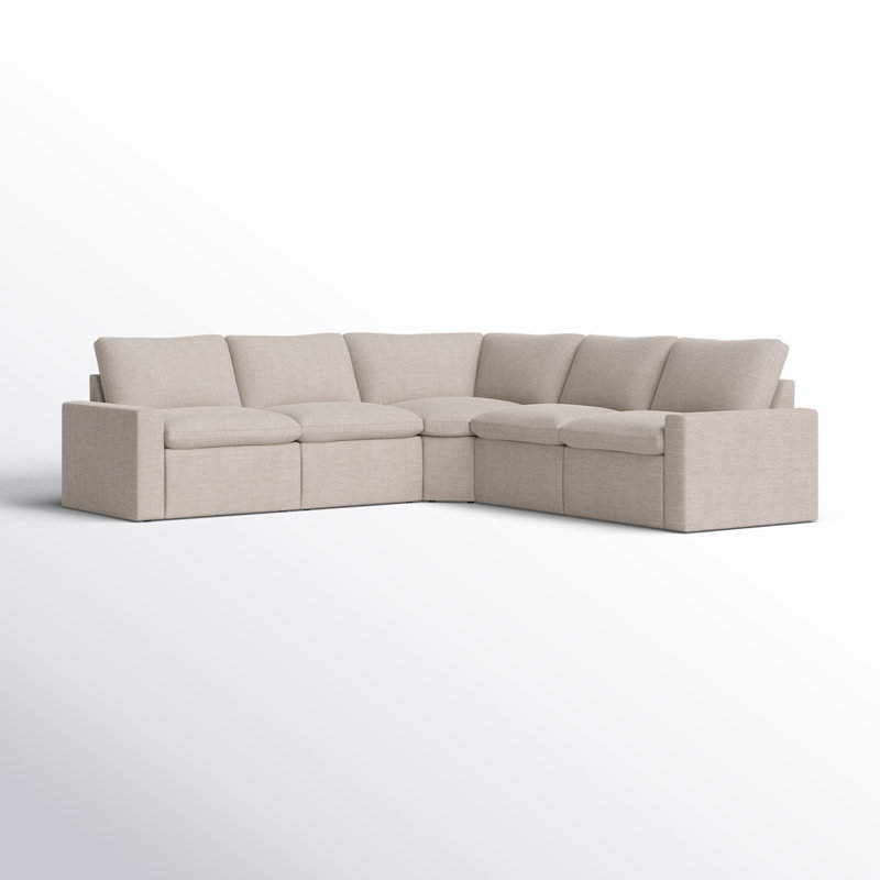 Tillery 5 - Piece Upholstered Sectional, Laken Stone Performance Weave
