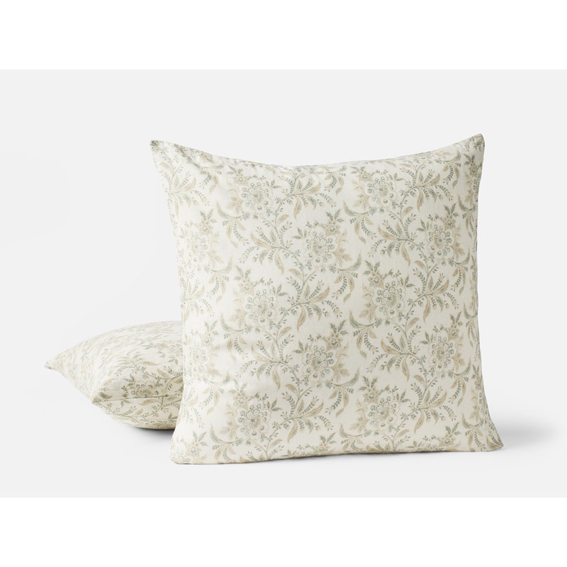 Housse de coussin Marguerite , Naturel / genévrier, Carré 22 po