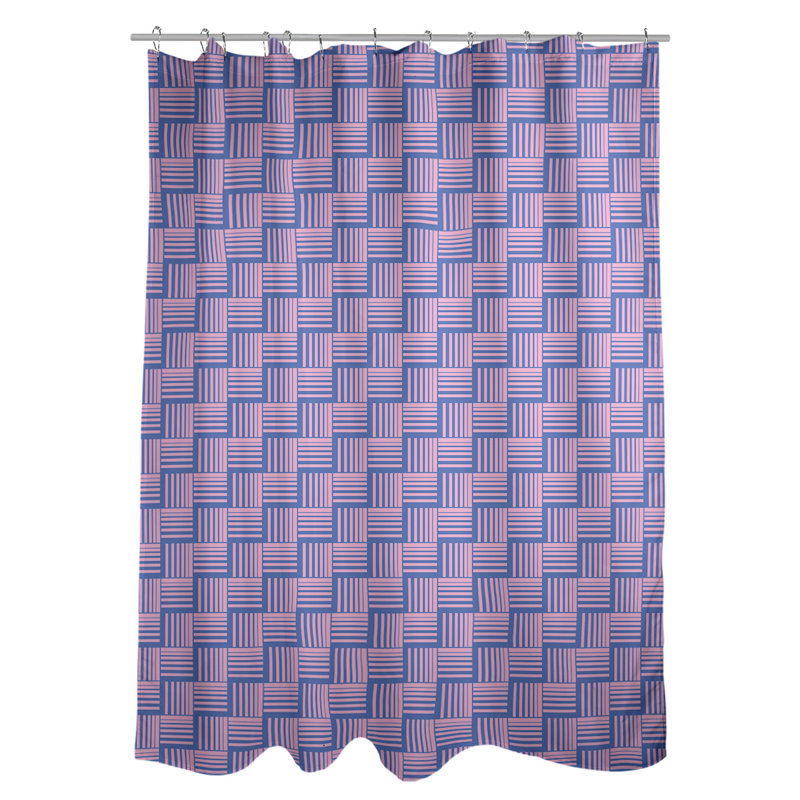 Rideau de douche simple basketweave rayures classic, Bleu / Rose
