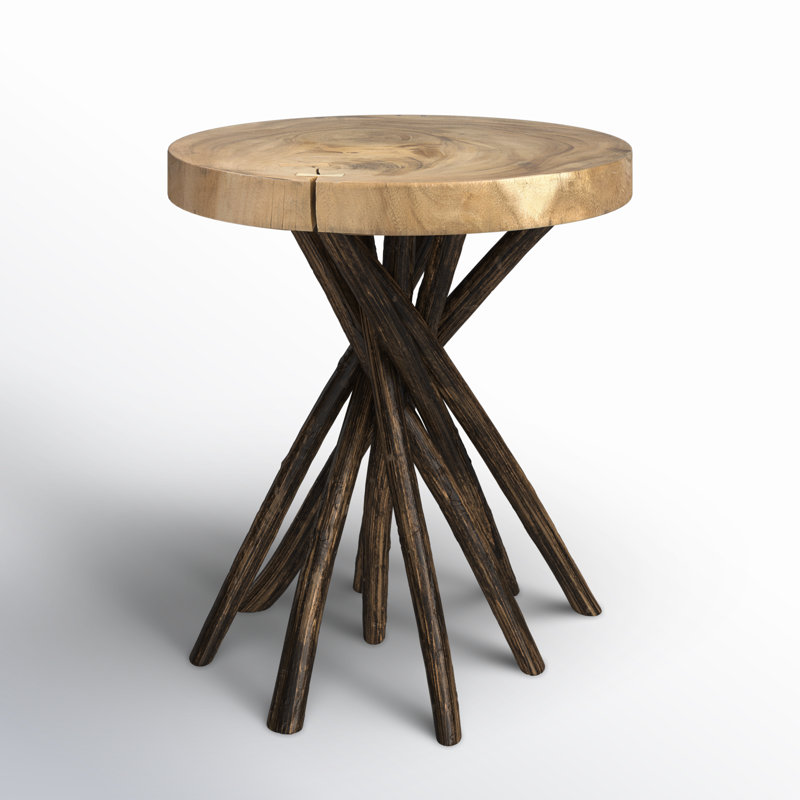 Table de bout à piédestal en bois massif Selah, Naturel, H 22 po x l 20 po x P 20 po