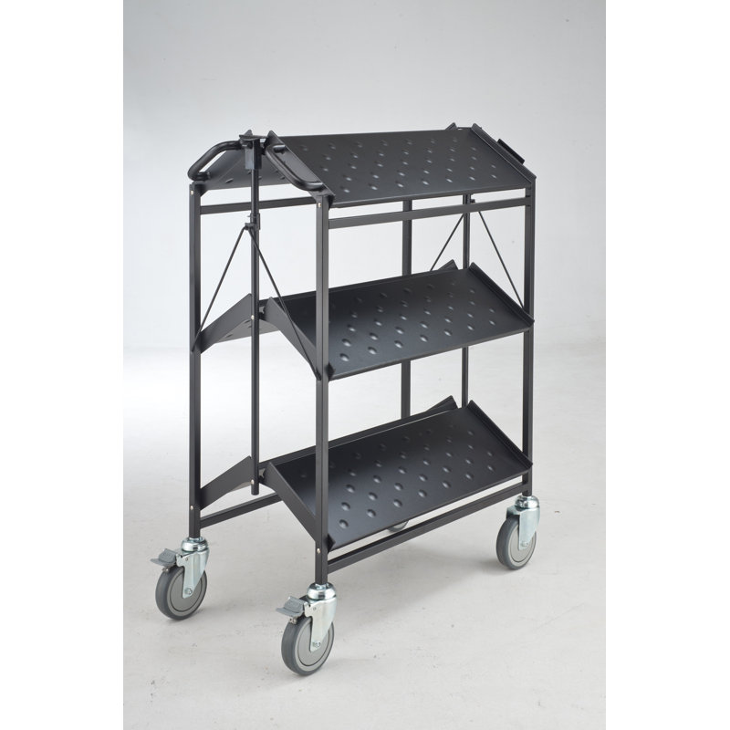 Master Grade 3 Tier Rolling Carts with Wheels, Thick Steel Utility Cart on Wheels, Storage Cart on Wheels (Black), Black