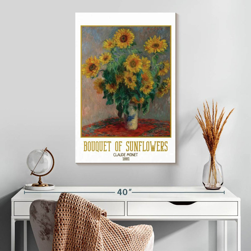 Affiche de l'exposition Bouquet de tournesols Monet, H 30 po x l 20 po